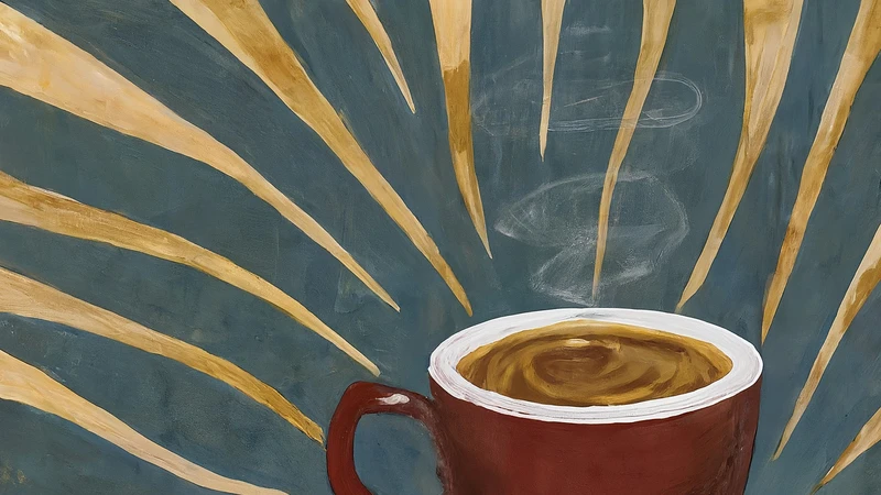 Illustration of a person reading aloud, with abstract sound waves made of curves and triangles flowing outwards.