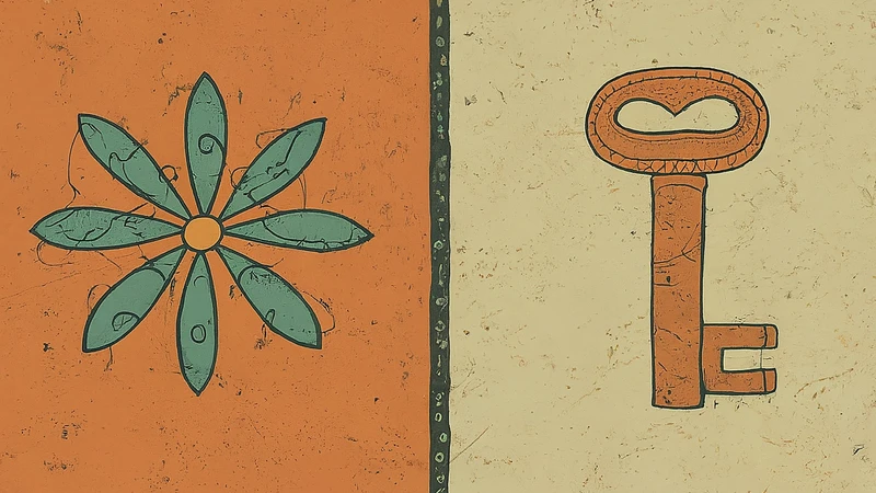 Whimsical drawing comparing 'il libro' (the book) with geometric cover and 'la penna' (the pen) with triangular motif.