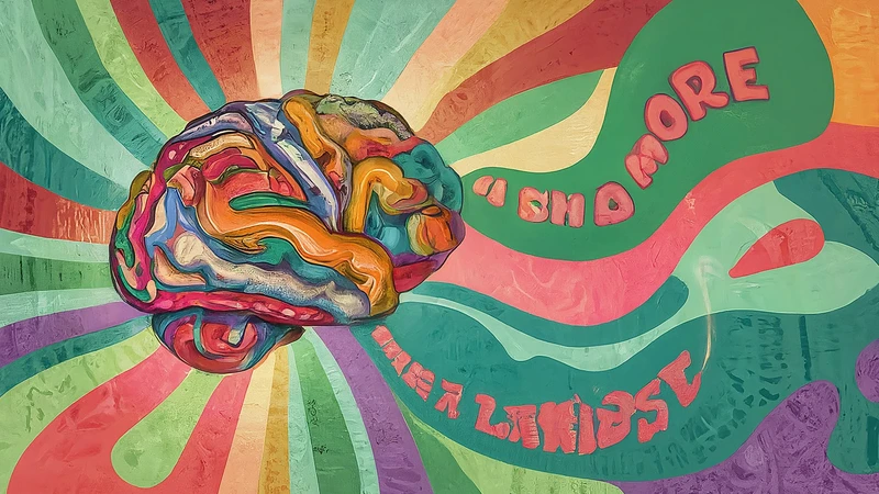 Whimsical illustration of a brain lighting up with Italian words like 'ciao' and 'arte', symbolizing cognitive benefits of language learning