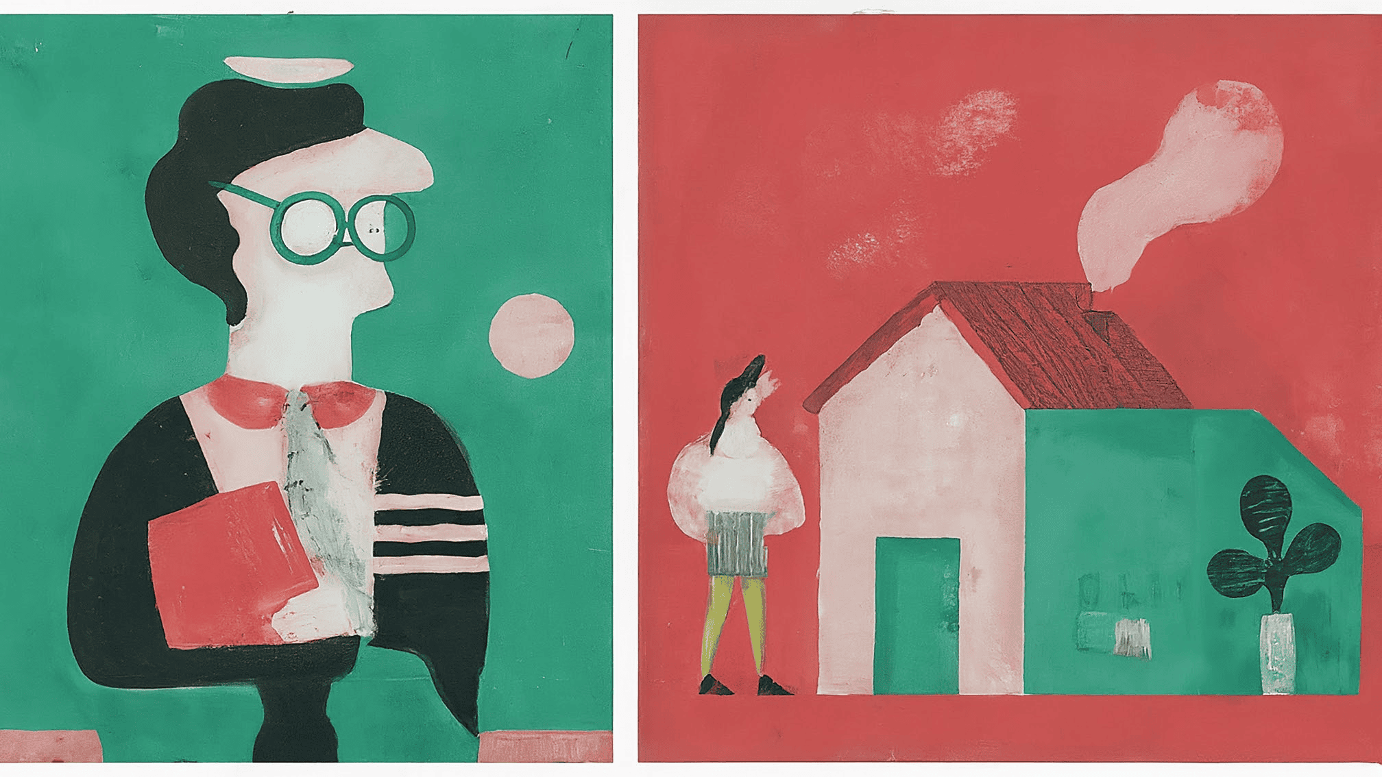 Hand-drawn illustrations of plural definite articles: group of books (I), abstract students (GLI), group of houses (LE).
