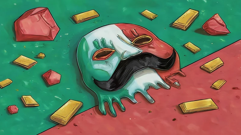Illustration of Money Heist mask blending with Italian flag