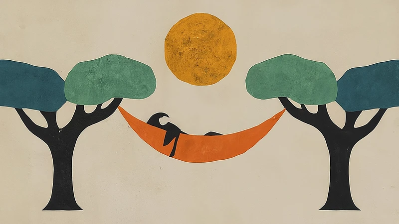 Whimsical illustration of someone relaxing peacefully.