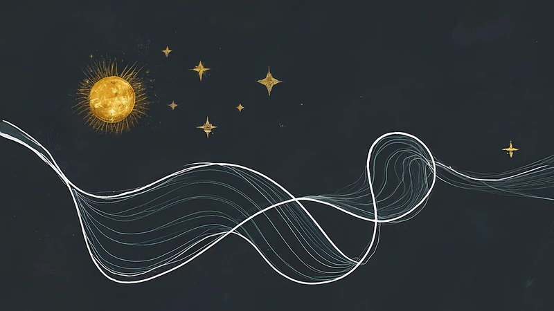 Whimsical illustration of cosmic love moving the sun and stars.